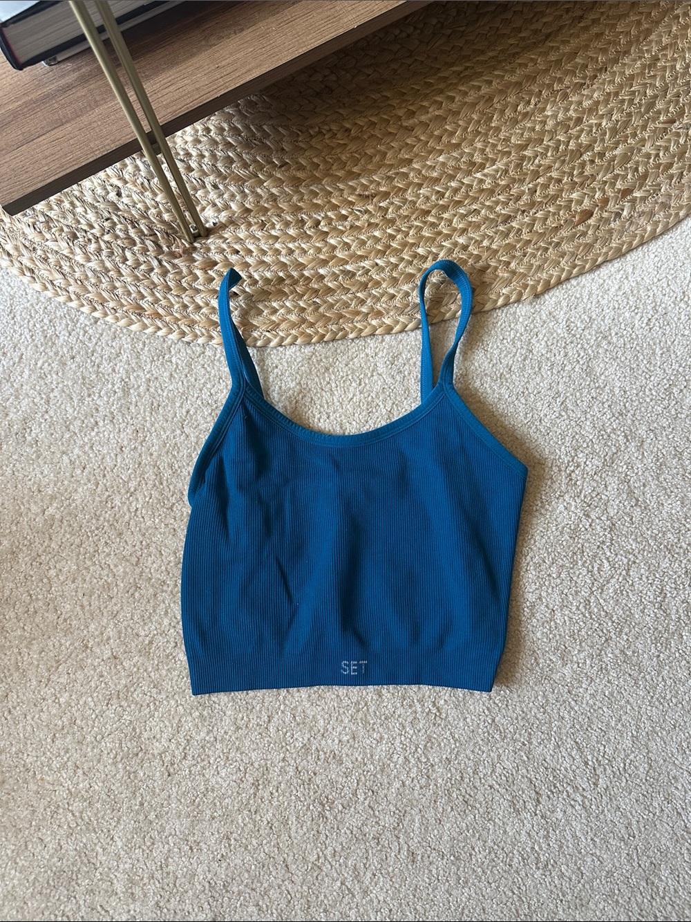 SET Active Teal Ribbed Cropped Tank